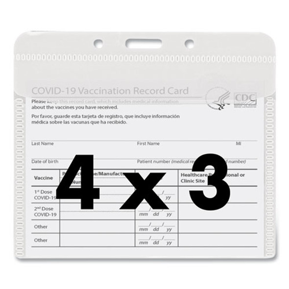 PVC-Free Badge Holders, Horizontal, Clear 4.5" x 4" Holder, 4.13" x 3.25" Insert, 50/Pack