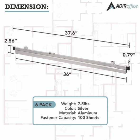 Blueprint Large File Document Hanging Clamps, 36" Wide Documents, 36", Silver, 6 Clamps Blueprint Large File Document Hanging Clamps, 36" Wide Documents, 36", Silver, 6 Clamps