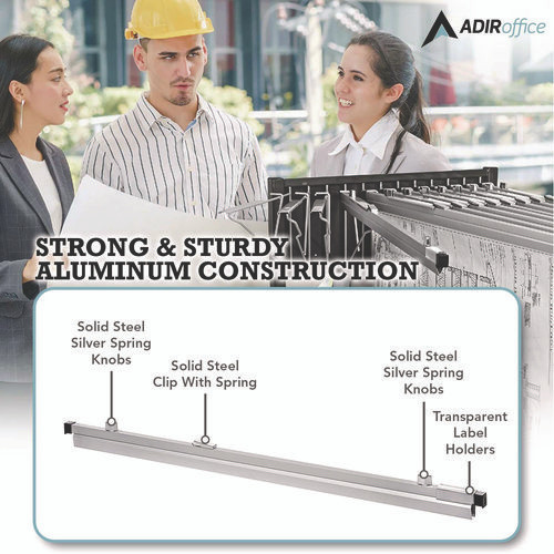 Blueprint Large File Document Hanging Clamps, 36" Wide Documents, 36", Silver, 6 Clamps