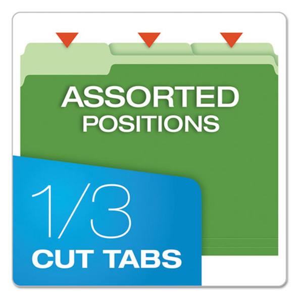 Colored File Folders, 1/3-Cut Tabs: Assorted, Letter Size, Green/Light Green, 100/Box