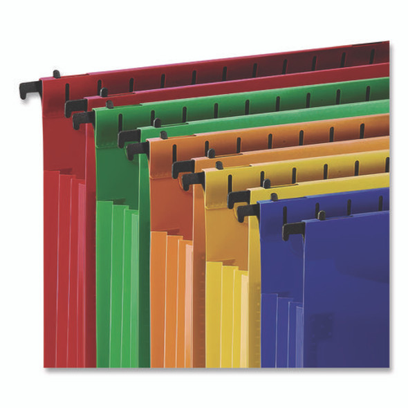 Plastic Hanging File Pockets, 1 Section, Letter Size, 1/5-Cut Tabs, Assorted Colors, 5/Pack