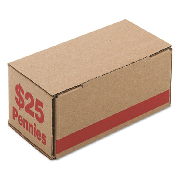 Corrugated Cardboard Coin Storage with Denomination Printed On Side, 8.5 x 4.38 x 3.63, Red Corrugated Cardboard Coin Storage with Denomination Printed On Side, 8.5 x 4.38 x 3.63, Red