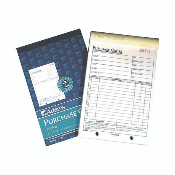 Multipart Purchase Order Pad, Two-Part Carbonless, 7.94 x 5.56, 50 Forms/Pad, 10 Pads/Pack