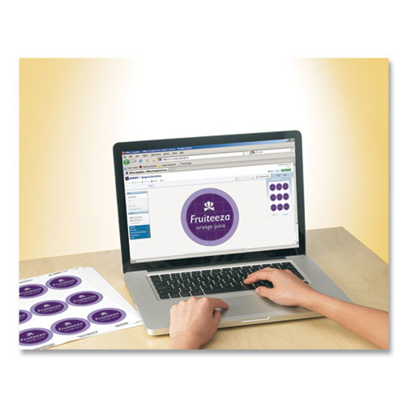 Durable White ID Labels w/ Sure Feed, 2.5" dia, White, 72/Pk