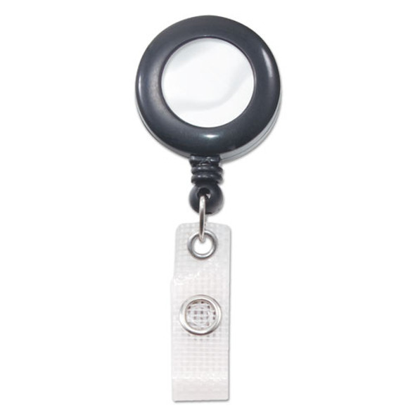 Deluxe Retractable ID Reel with Badge Holder, 24" Extension, Black, 12/Box