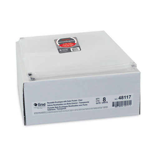 Zip 'N Go Reusable Envelope with Outer Pocket, 1" Capacity, 2 Sections, 10 x 13, Clear, 3/Pack