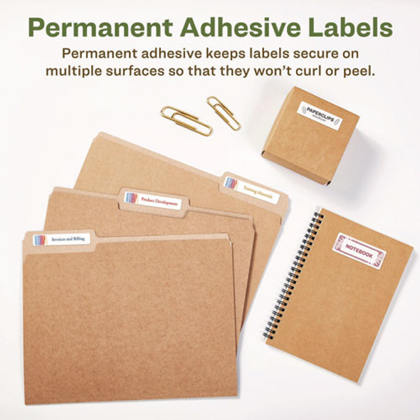 EcoFriendly Permanent File Folder Labels, 0.66 x 3.44, White, 30/Sheet, 50 Sheets/Pack