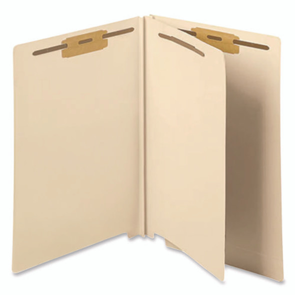 Heavy-Duty End Tab Classification Folders, 2" Expansion, 1 Divider, 4 Fasteners, Letter Size, Manila, 25/Box