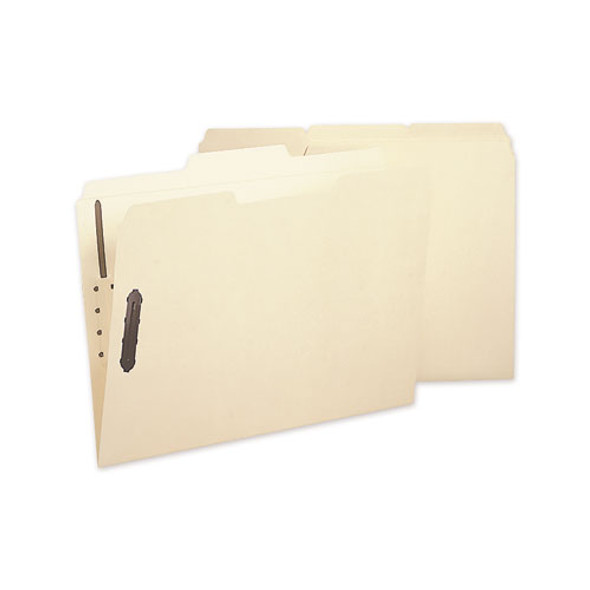 Poly Top Tab Fastener Folders, 0.75" Expansion, 2 Fasteners, Letter Size, Manila Exterior, 24/Box