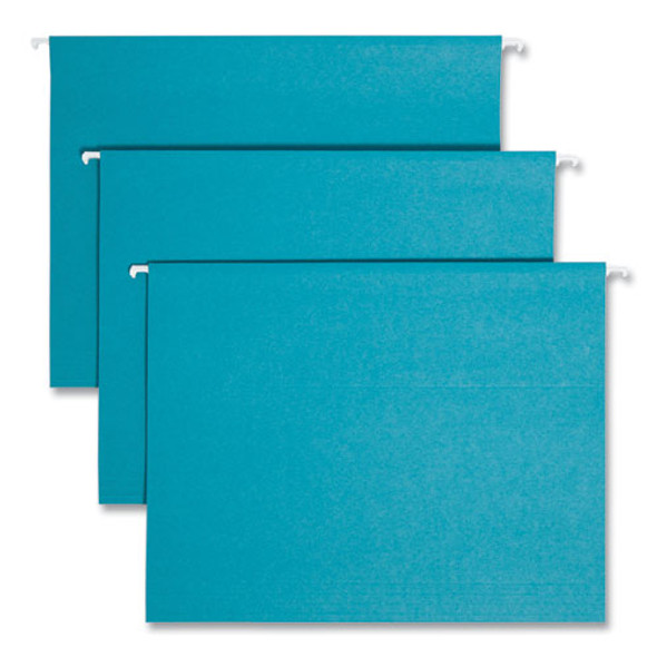 Colored Hanging File Folders with 1/5 Cut Tabs, Letter Size, 1/5-Cut Tabs, Teal, 25/Box
