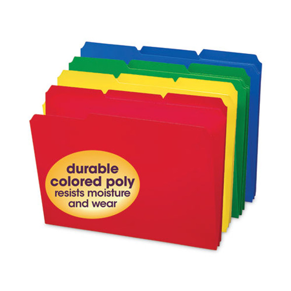 Top Tab Poly Colored File Folders, 1/3-Cut Tabs: Assorted, Letter Size, 0.75" Expansion, Assorted Colors, 24/Box