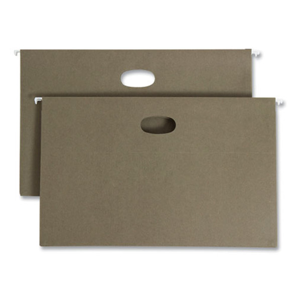 100% Recycled Hanging Pockets with Full-Height Gusset, 1 Section, 3.5" Capacity, Legal Size, Standard Green, 10/Box