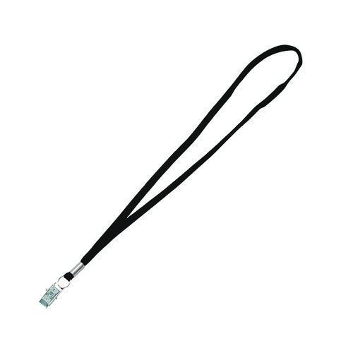 Metal Flat Clip Lanyard, 36" Long, Black, 100/Pack
