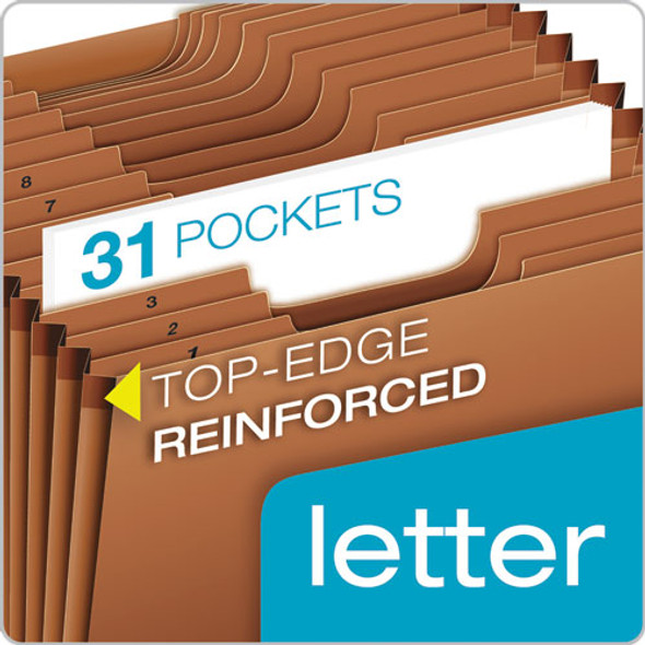 Heavy-Duty Open-Top Expanding Stadium File, 31 Sections, 1/3-Cut Tabs, Letter Size, Redrope