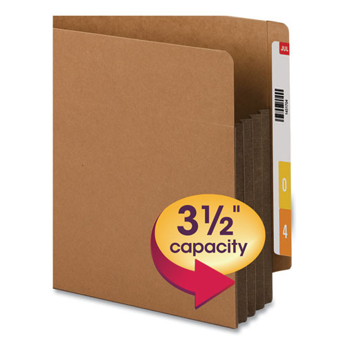 Redrope Drop-Front End Tab File Pockets, Fully Lined 6.5" High Gussets, 3.5" Expansion, Letter Size, Redrope/Brown, 10/Box