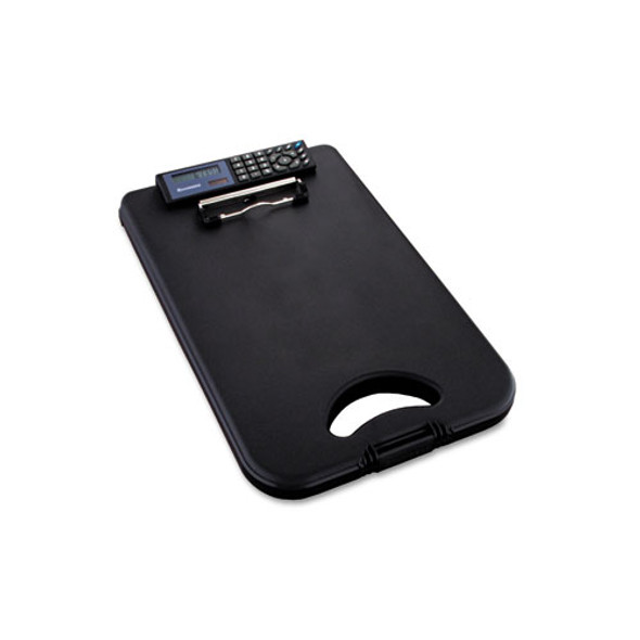 DeskMate II with Calculator, 0.5" Clip Capacity, Holds 8.5 x 11 Sheets, Black