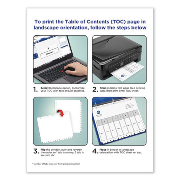 Customizable TOC Ready Index Black and White Dividers, 31-Tab, 1 to 31, 11 x 8.5, 1 Set