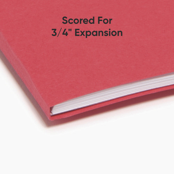 Colored File Folders, 1/3-Cut Tabs: Assorted, Letter Size, 0.75" Expansion, Red, 100/Box