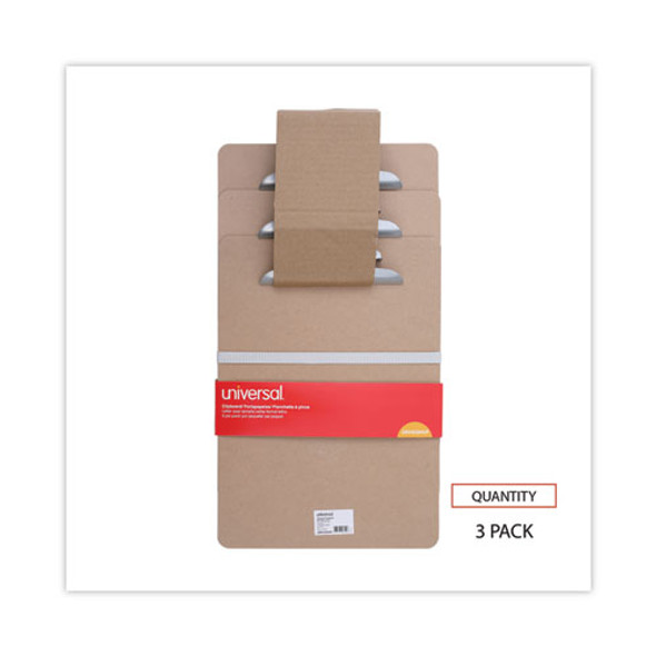 Hardboard Clipboard, 1.25" Clip Capacity, Holds 8.5 x 11 Sheets, Brown, 3/Pack
