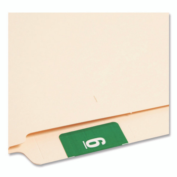 Numerical End Tab File Folder Labels, 6, 1.5 x 1.5, Green, 250/Roll