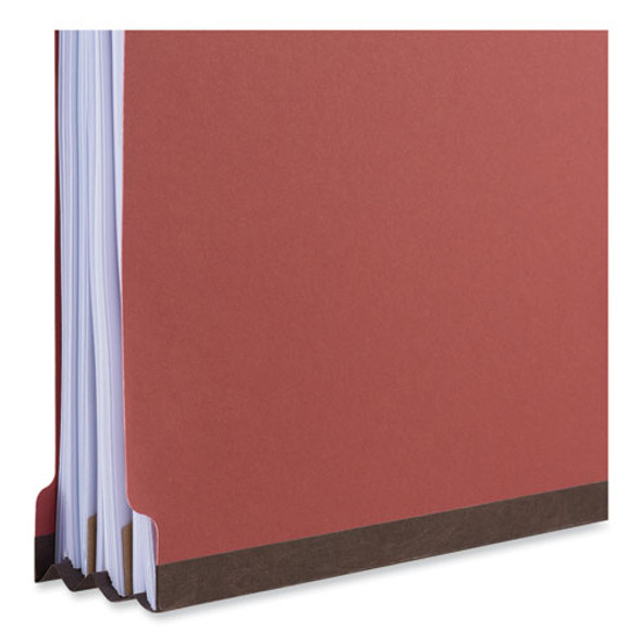 Deluxe Six-Section Pressboard End Tab Classification Folders, 2 Dividers, 6 Fasteners, Letter Size, Bright Red, 10/Box