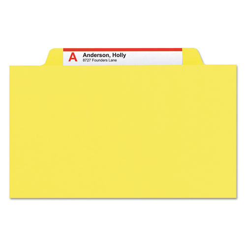 Top Tab Classification Folders, Six SafeSHIELD Fasteners, 2" Expansion, 2 Dividers, Letter Size, Yellow Exterior, 10/Box