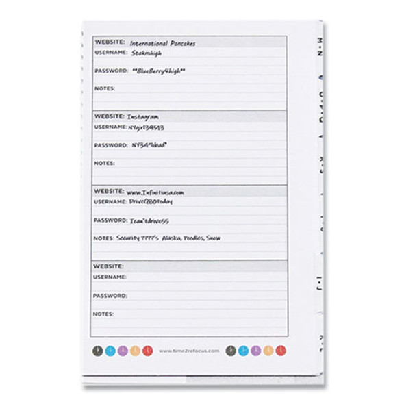 Pocket-Size Password Log Book, User-Name/Password Format, White/Red Cover, (60) 7 x 5.5 Sheets