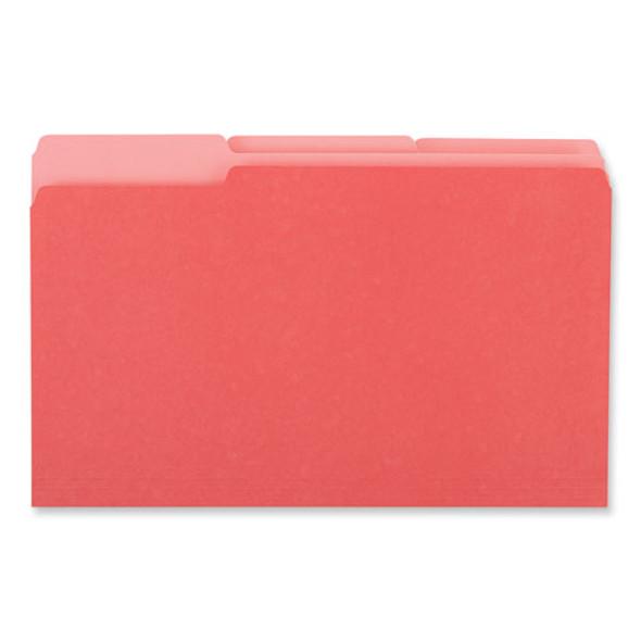 Interior File Folders, 1/3-Cut Tabs: Assorted, Legal Size, 11-pt Stock, Red, 100/Box