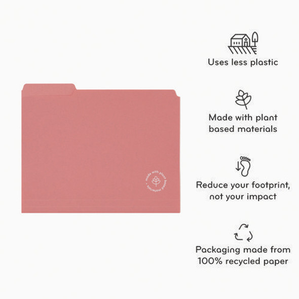 U-Eco Poly File Folders, 1/3 Cut Tabs: Assorted, Letter Size, 0.5" Expansion, Assorted Colors, 24/Pack