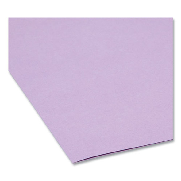 Reinforced Top Tab Colored File Folders, 1/3-Cut Tabs: Assorted, Letter Size, 0.75" Expansion, Lavender, 100/Box