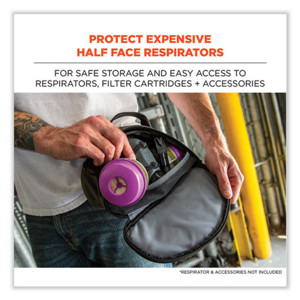 Arsenal 5187 Clamshell Half Respirator Bag with Zipper Closure, 4 x 9 x 5, Gray