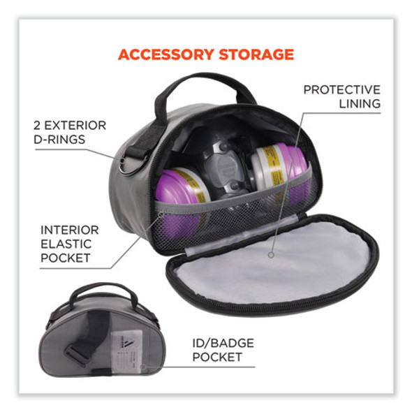 Arsenal 5187 Clamshell Half Respirator Bag with Zipper Closure, 4 x 9 x 5, Gray