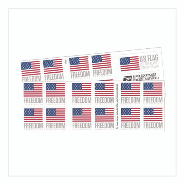 First-Class Forever Stamps, U.S. Flag, 20/Book