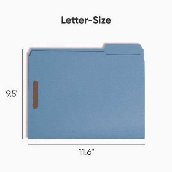 Top Tab Colored Fastener Folders, 0.75" Expansion, 2 Fasteners, Letter Size, Blue Exterior, 50/Box