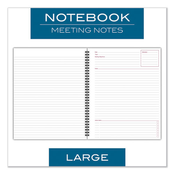 Wirebound Guided Business Notebook, Meeting Note Format, Dark Gray Linen Cover, (80) 11 x 8.25 Sheets
