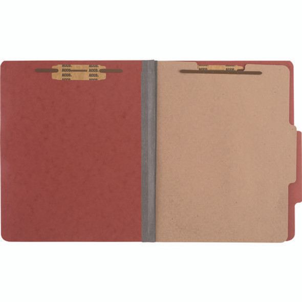 Pressboard Classification Folders, 2" Expansion, 1 Divider, 4 Fasteners, Letter Size, Earth Red Exterior, 10/Box
