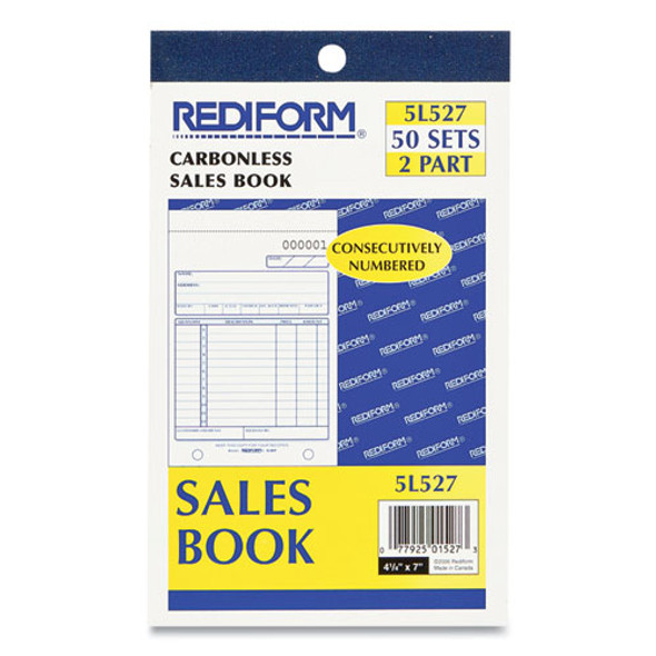 Sales Book, 12 Lines, Two-Part Carbonless, 4.25 x 6.38, 50 Forms Total