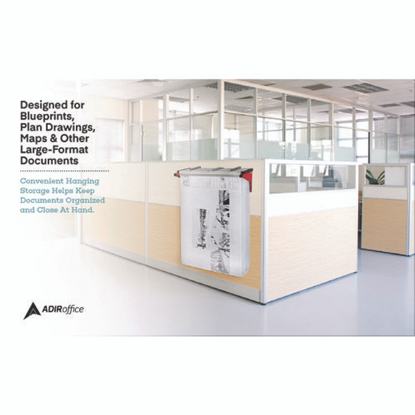 Drop Lift Blueprint Storage Wall Rack, Assorted Document Sizes Accommodated, 7.9" x 1.2" x 7.1", Red