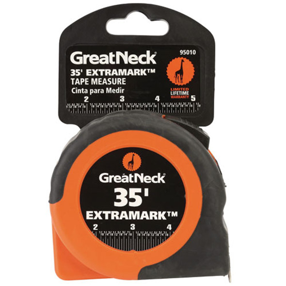 ExtraMark Tape Measure, 1" x 35 ft, Steel, Orange/Black