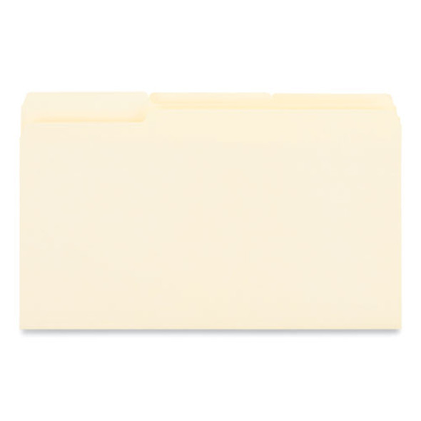 Interior File Folders, 1/3-Cut Tabs: Assorted, Legal Size, 9.5-pt Manila, 100/Box