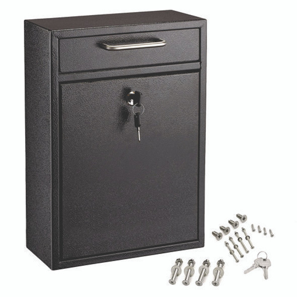 Large Ultimate Secure Drop Box Wall Mounted Mail Box, 11.2 x 4.7 x 16.2, Black Large Ultimate Secure Drop Box Wall Mounted Mail Box, 11.2 x 4.7 x 16.2, Black