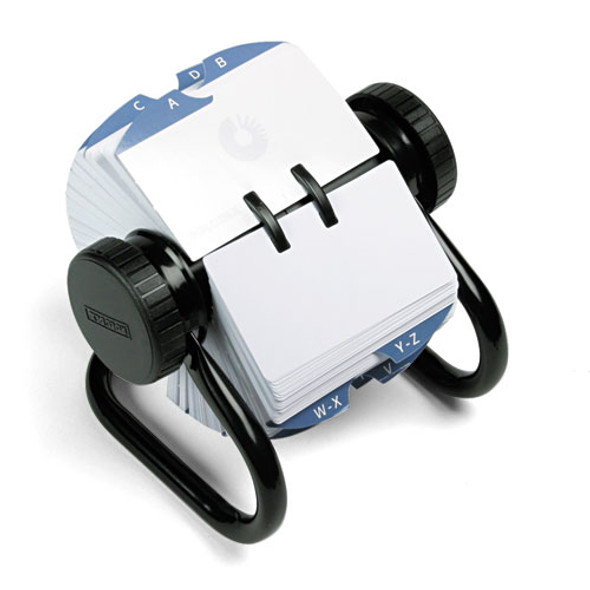 Open Rotary Card File, Holds 500 2.25 x 4 Cards, Black