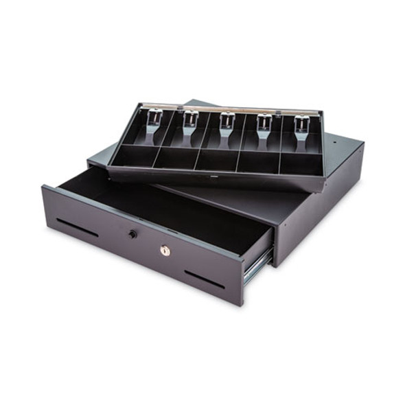 Metal Cash Drawer, Coin/Cash, 10 Compartments, 16 x 11.25 x 2.25, Black