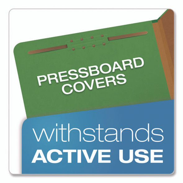 Colored Pressboard Top Tab Classification Folders, 2.5" Expansion, 2 Dividers, 6 Fasteners, Letter Size, Dark Green, 10/Box