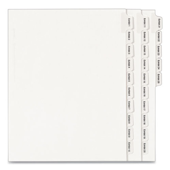 Preprinted Legal Exhibit Side Tab Index Dividers, Allstate Style, 25-Tab, Exhibit 1 to Exhibit 25, 11 x 8.5, White, 1 Set