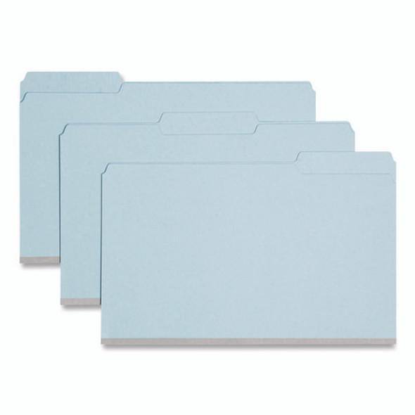 Expanding Recycled Heavy Pressboard Folders, 1/3-Cut Tabs: Assorted, Legal Size, 1" Expansion, Blue, 25/Box