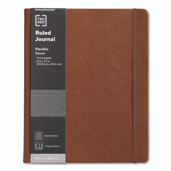 Flexible-Cover Business Journal with Elastic Closure, 1-Subject, Narrow Rule, Cognac Cover, (128) 10 x 8 Sheets