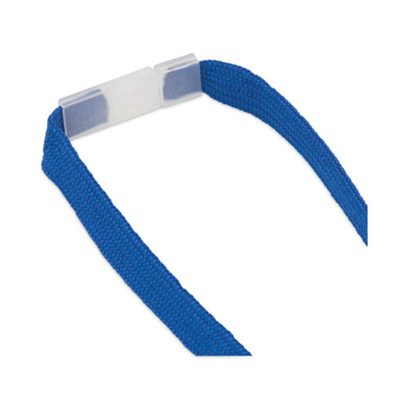 Breakaway Lanyards, Metal J-Hook Fastener, 36" Long, Blue, 24/Box