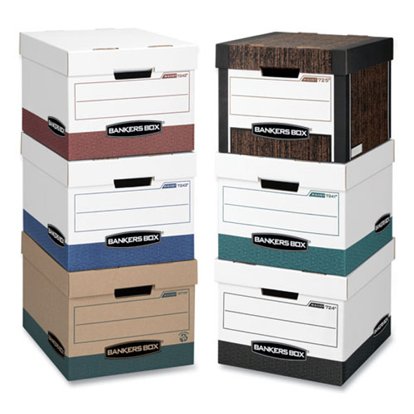 R-KIVE Heavy-Duty Storage Boxes, Letter/Legal Files, 12.75" x 16.5" x 10.38", Kraft/Green, 12/Carton