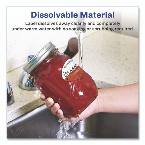 White Dissolvable Labels w/ Sure Feed, 1.5 x 2.5, Oval, White, 90/PK